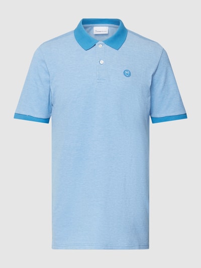 Knowledge Cotton Apparel Poloshirt aus reiner Bio-Baumwolle mit Label-Detail Aqua 2