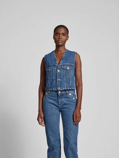 Filippa K Jeansweste mit Knopfleiste Blau 4