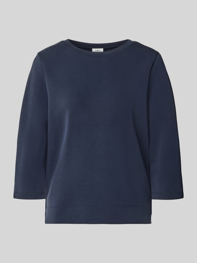 Produktfoto, granatowe Comfort Fit Sweatshirt aus Modal-Mix von s.Oliver RED LABEL, unicolor, okrągły dekolt, rękaw 3/4, scuba, modal-mix
