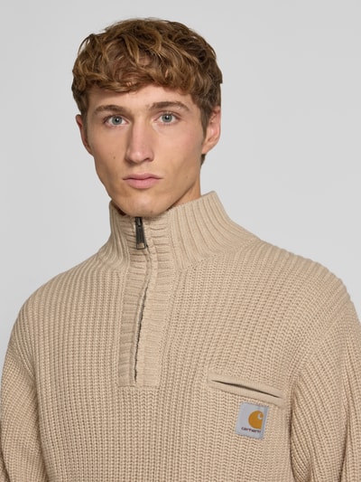 Carhartt Work In Progress Strickpullover mit Stehkragen und Reißverschluss Offwhite 3