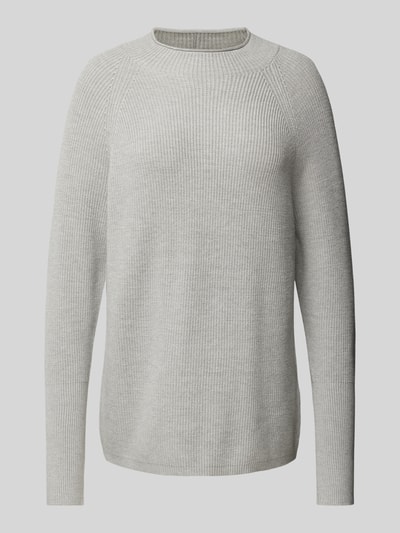 Soyaconcept Gebreide pullover met geribde opstaande kraag, model 'KANITA' Lichtgrijs gemêleerd - 1