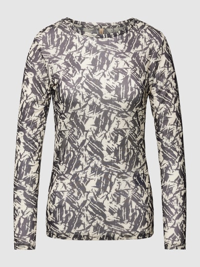 Soyaconcept Shirt met lange mouwen en all-over motief, model 'Alda' Zwart - 2