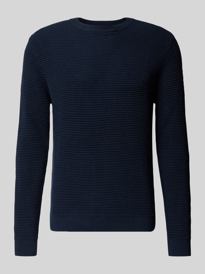 REVIEW Gebreide pullover met structuurmotief Marineblauw - 2