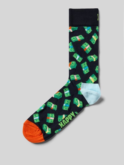 Happy Socks Socken mit Motiv-Stitching Modell 'Money Money' Dunkelblau 1