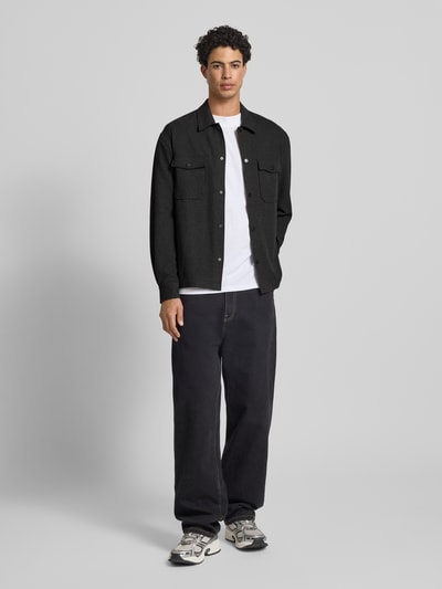 Only & Sons Regular Fit Hemdjacke mit Viskose-Anteil Modell 'MARK' Dunkelgrau Melange 1