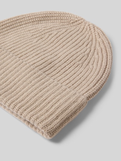 MCNEAL Gebreide muts van kasjmier met brede omslag Zand gemêleerd - 2