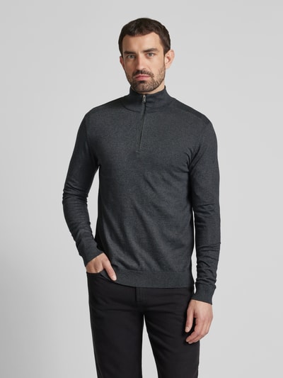 SELECTED HOMME Strickpullover mit Stehkragen Anthrazit Melange 4