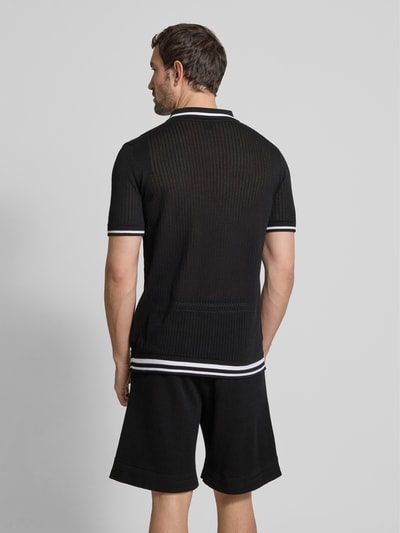 BOSS Green Poloshirt mit gerippten Abschlüssen Black 5