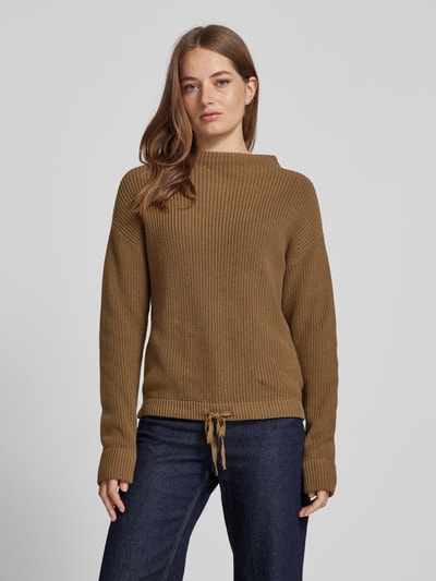 Jake*s Casual Gebreide pullover met strikdetail Hazelnoot - 4