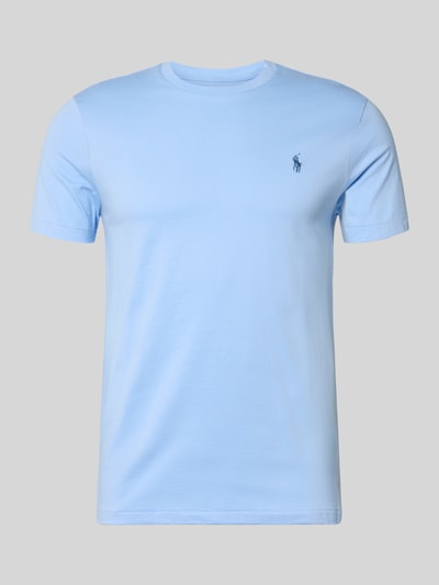 Produktfoto, Regular Fit T-Shirt aus reiner Baumwolle von Polo Ralph Lauren in Hellblau, unifarben, Jersey-Textur, Logo-Stitching auf der Brust.