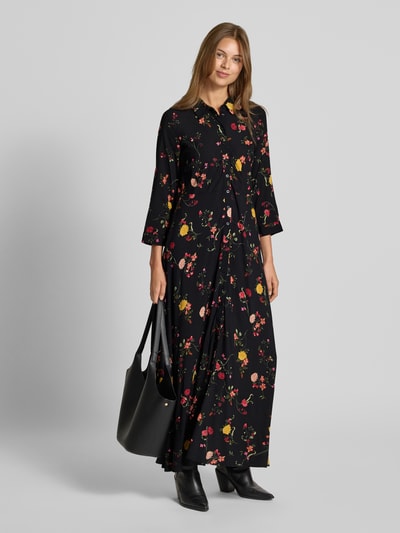 YAS Maxi-jurk met knoopsluiting, model 'SAVANNA' Zwart - 1