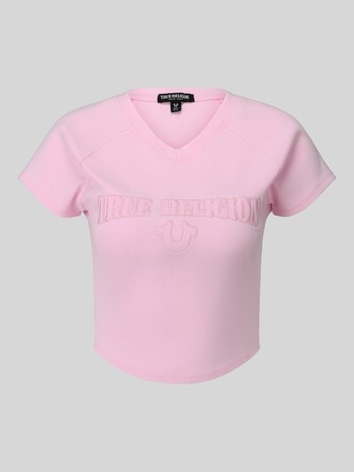 TRUE RELIGION Top crop o kroju slim fit z mieszanka bawełny model 'ribbed baby' Różowy 2