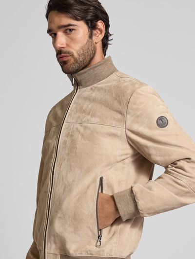 JOOP! COLLECTION Lederjacke aus Ziegenvelours mit Stehkragen Modell 'Byll' Beige 3