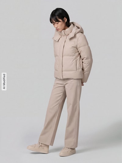 VERO MODA Steppjacke mit abnehmbarer Kapuze Beige 1