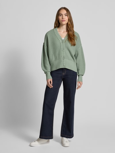 JAKE*S STUDIO WOMAN Strickcardigan mit gerippten Abschlüssen Lind 1