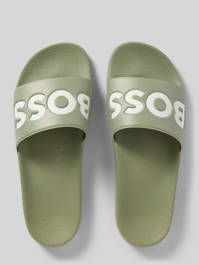 BOSS Slippers met labelprint, model 'Aryeh' Lindegroen - 3