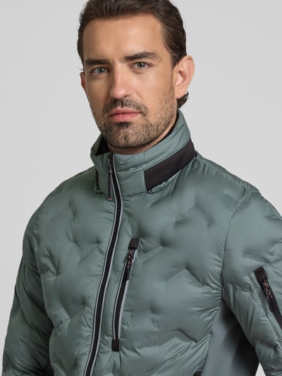 Tom Tailor Regular fit gewatteerd jack met opbergbare capuchon in de kraag Rietgroen - 3