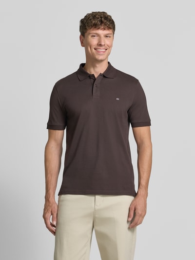 Christian Berg Men regular fit poloshirt met stitching Chocoladebruin - 4