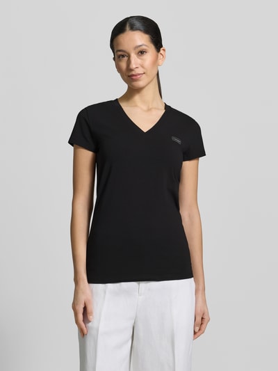 Armani Exchange T-Shirt mit V-Ausschnitt und Label-Stitching Black 4