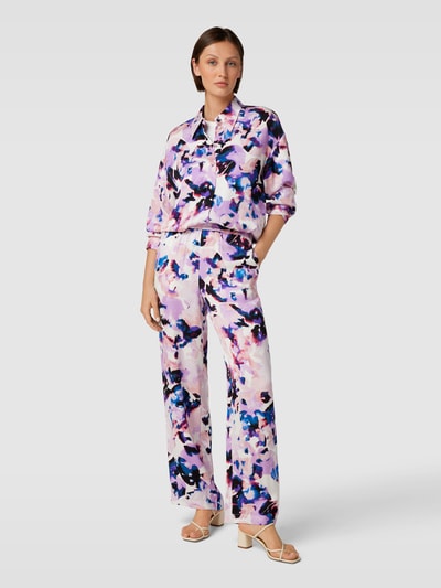 Selected Femme Spodnie materiałowe z czystej wiskozy ze wzorem na całej powierzchni model ‘THEA’ Mocnoróżowy melanż 1