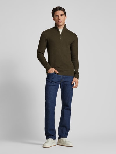 Jack & Jones Premium Gebreide pullover met opstaande kraag, model 'BLUCHRISTER' Olijfgroen - 1