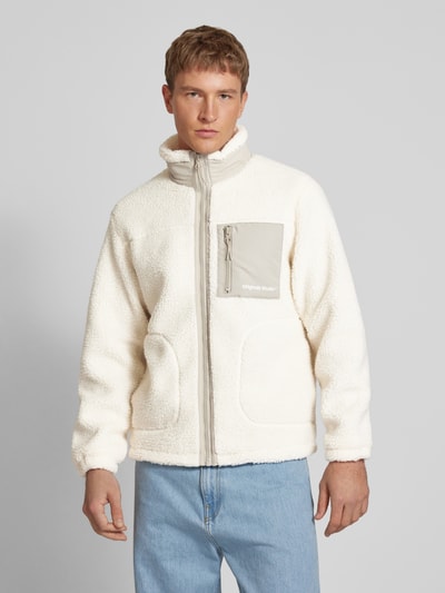 Jack & Jones Teddyfell-Jacke mit Label-Print Modell 'VESTERBRO' Offwhite 4