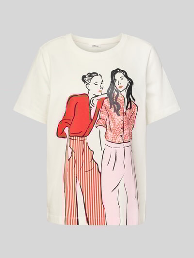 s.Oliver RED LABEL Relaxed Fit T-Shirt aus reiner Baumwolle Weiss 2