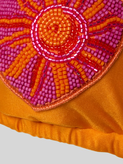 Produktfoto, Bikini mit Ziersteinbesatz Modell 'KOYOVEYA' von Banana Moon, orange-pinker Farbmix, Elastischer-Material-Mix, Detailaufnahme