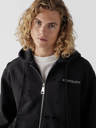 Khrisjoy Oversized Sweatjacke im Destroyed-Look Schwarz 6