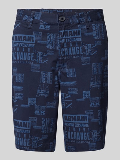 ARMANI EXCHANGE Regular fit korte broek met all-over labelprint Marineblauw - 2