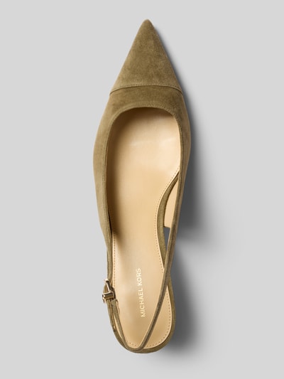 Produktfoto, Slingbacks aus echtem Leder Modell 'AMARA' von MICHAEL Michael Kors in Olivgrün mit spitz zulaufender Form und schmalen Riemen