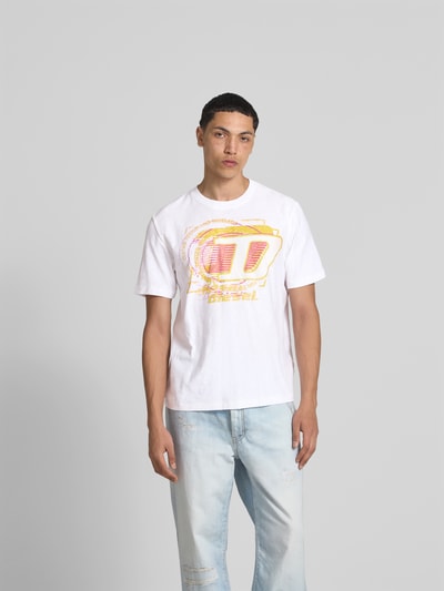 Diesel T-Shirt mit Label-Print Weiss 4