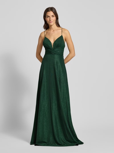 Luxuar Sukienka wieczorowa o kroju regular fit z efektem błyszczącym Ciemnozielony 4