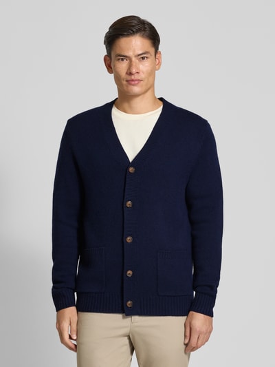 Christian Berg Men Kurtka z dzianiny z mieszanki wełny i kaszmiru z dekoltem w serek Granatowy 4