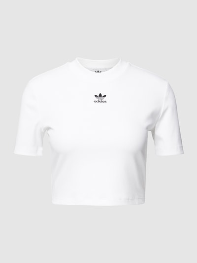 adidas Originals Cropped T-Shirt mit Label-Stitching Weiss 2