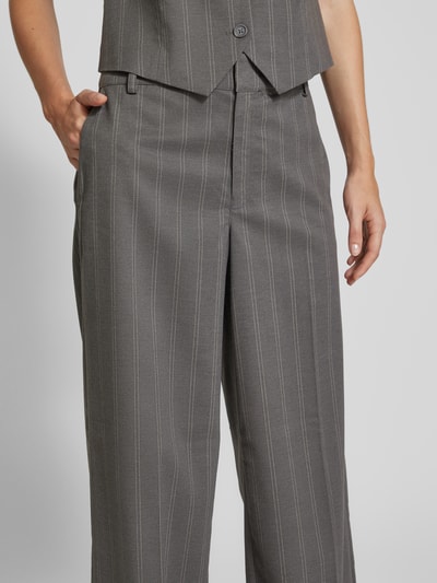 My Essential Wardrobe Wide leg stoffen broek met riemlussen, model 'Tito' Middengrijs - 3