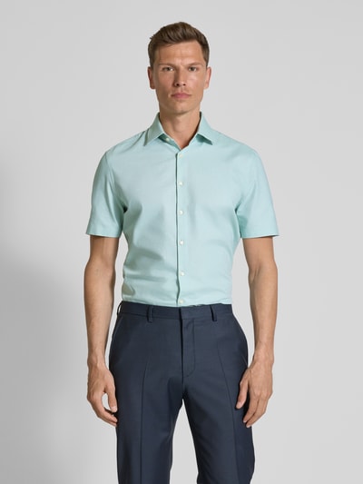 Jake*s Slim Fit Kurzarmhemd mit Knopfleiste Hellgruen 4