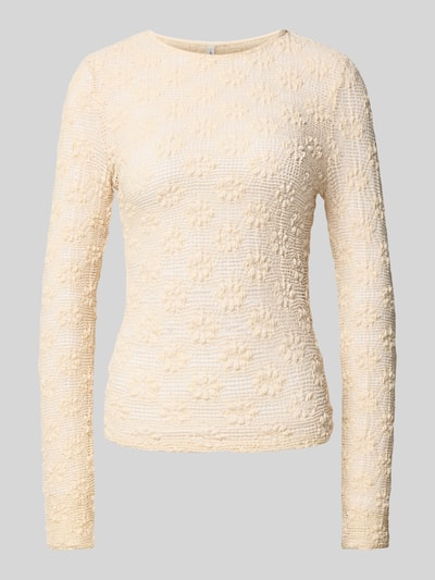 ONLY Slim fit shirt met lange mouwen van katoenmix model 'LOLA' Ecru - 2