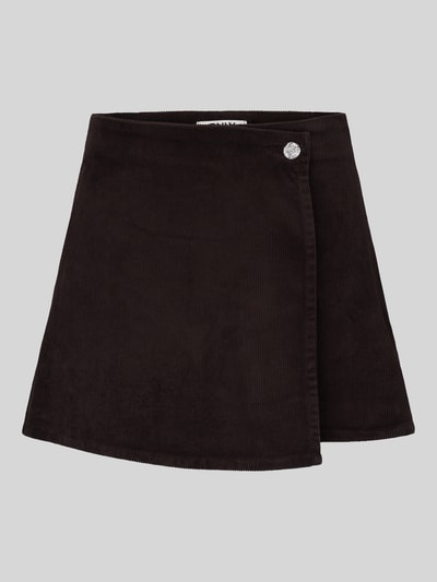 Produktfoto, Regular Fit Short-Rock aus Baumwoll-Mix Modell 'ZEVA' von ONLY in einfarbigem Cord, Zierknopf, Wickel-Detail, verdeckter Reißverschluss.