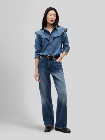 Tommy Hilfiger Regular fit jeansblouse van puur katoen met volants Jeansblauw - 1