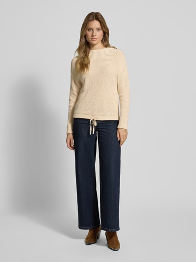 Jake*s Casual Sweter z dzianiny z obniżonymi ramionami i tunelem Écru 1