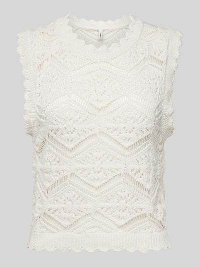 Only Gebreide top met geschulpte zoom, model 'FRIDA LIFE' Offwhite - 2