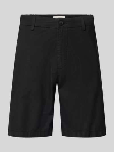 Produktfoto, Shorts mit Gesäßtaschen Modell 'YASAN' von Drykorn in Schwarz, aus Leinen-Baumwoll-Mix, Regular-Fit, Herren, glatte Struktur