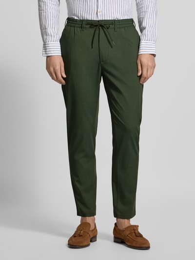 MCNEAL Spodnie materiałowe o kroju tapered fit z elastycznym pasem Oliwkowy 4