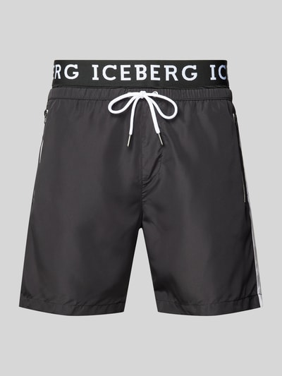 Iceberg Swim Badehose mit seitlichen Reißverschlusstaschen Black 1