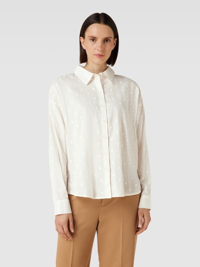 Tom Tailor Denim Bluse in unifarbenem Design mit Strukturmuster Offwhite 4