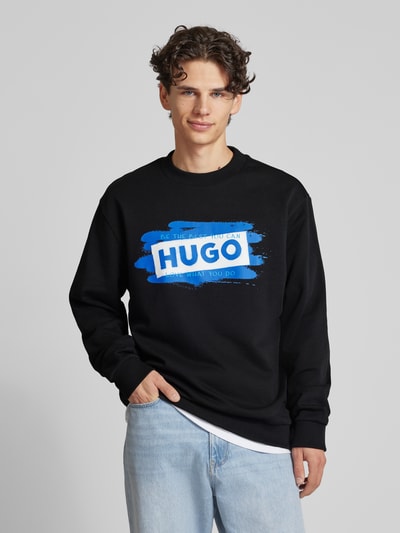 Hugo Blue Sweatshirt mit Label-Print Modell 'Nabluey' Black 4