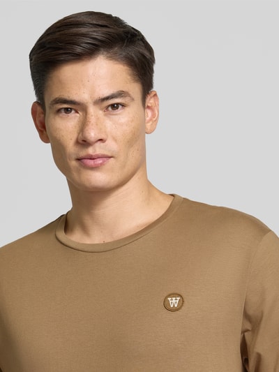Wood Wood T-shirt met logobadge, model 'Ace' Beige - 3