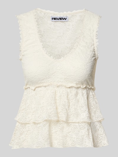 REVIEW Top aus Spitze mit V-Ausschnitt Offwhite 2