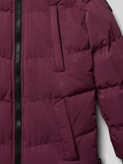 CARS JEANS Regular fit gewatteerde lange jas met borstzakken, model 'Maysay' Bordeaux - 2